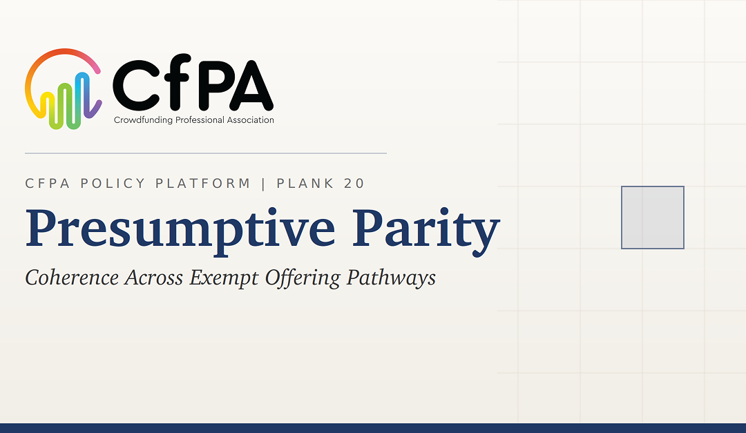 Crowdfunding Professional Association Adopts "Presumptive Parity" as Policy